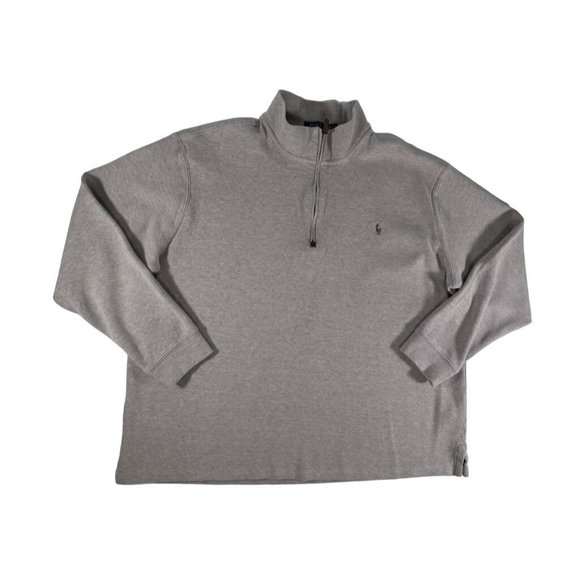 Ralph Lauren POLO Long Sleeve 1/4 Zip Pullover Light Sweater Tan Mens 2XB - Picture 1 of 5